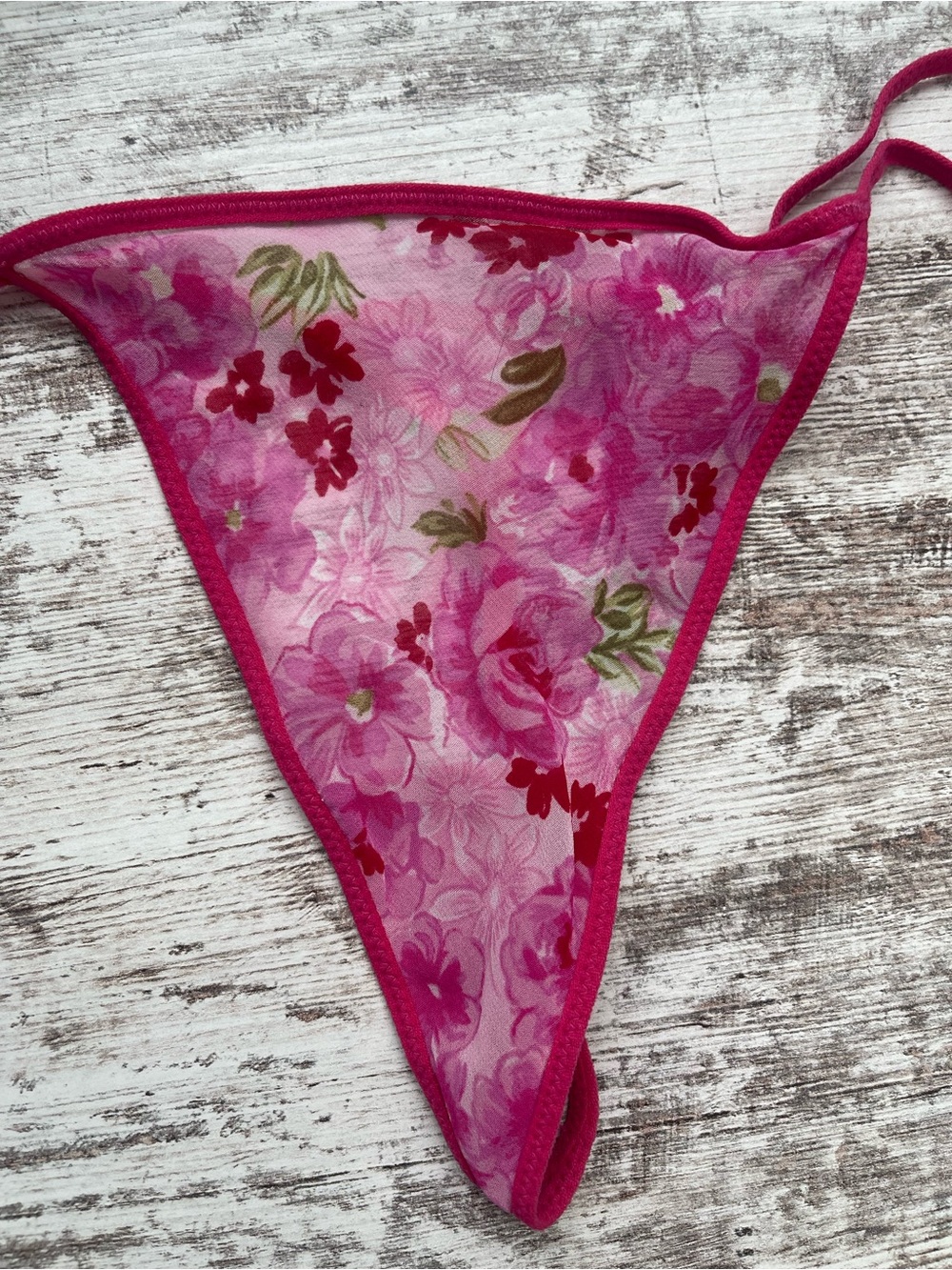 Victorias Secret Sheer Floral Pink Mesh Thong S